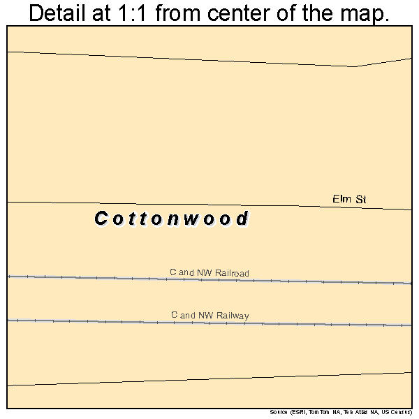 Cottonwood, South Dakota road map detail