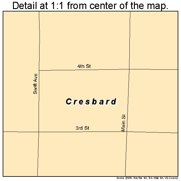 Cresbard, South Dakota road map detail