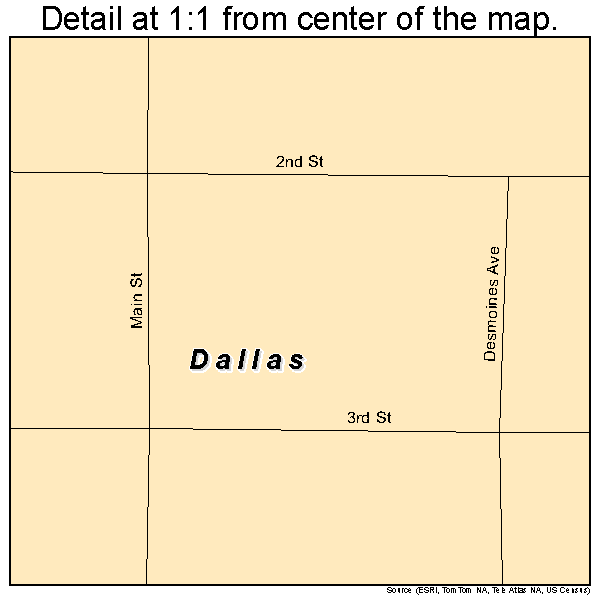 Dallas, South Dakota road map detail