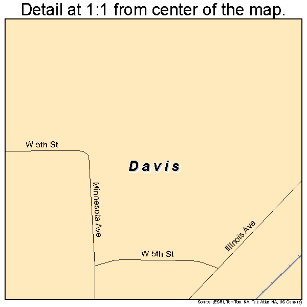 Davis, South Dakota road map detail