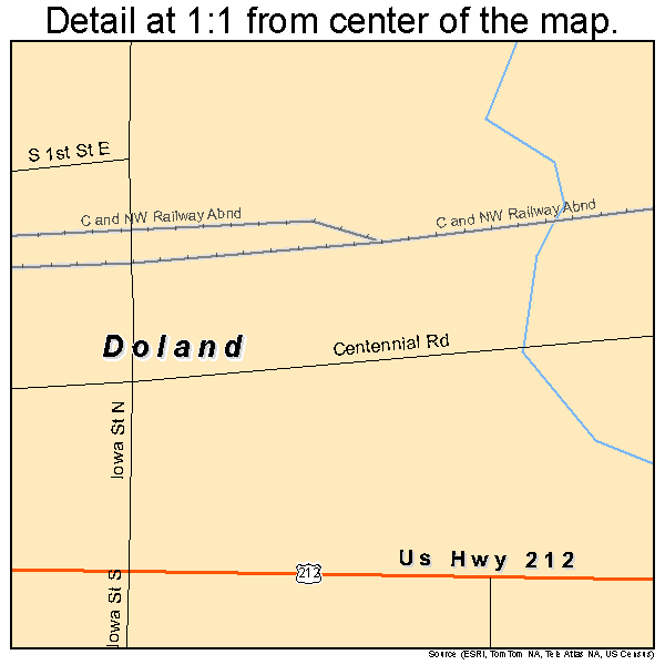Doland, South Dakota road map detail