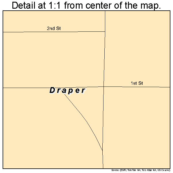 Draper, South Dakota road map detail