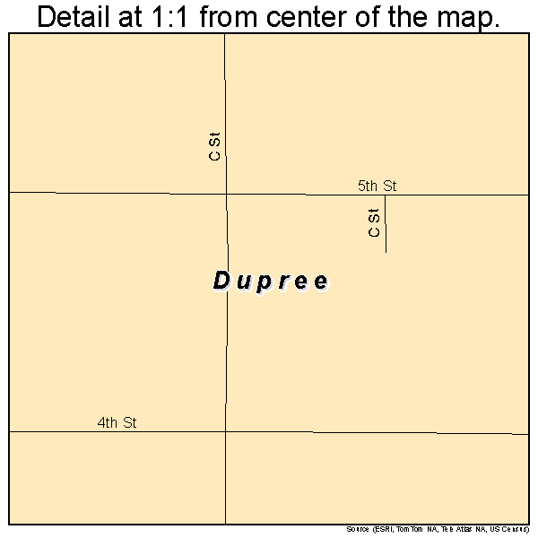 Dupree, South Dakota road map detail