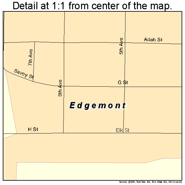 Edgemont, South Dakota road map detail