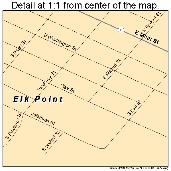 Elk Point, South Dakota road map detail