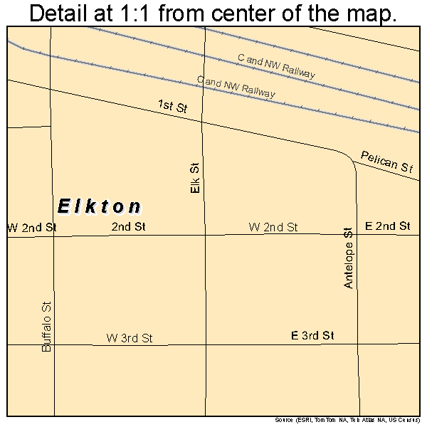 Elkton, South Dakota road map detail