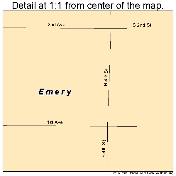 Emery, South Dakota road map detail