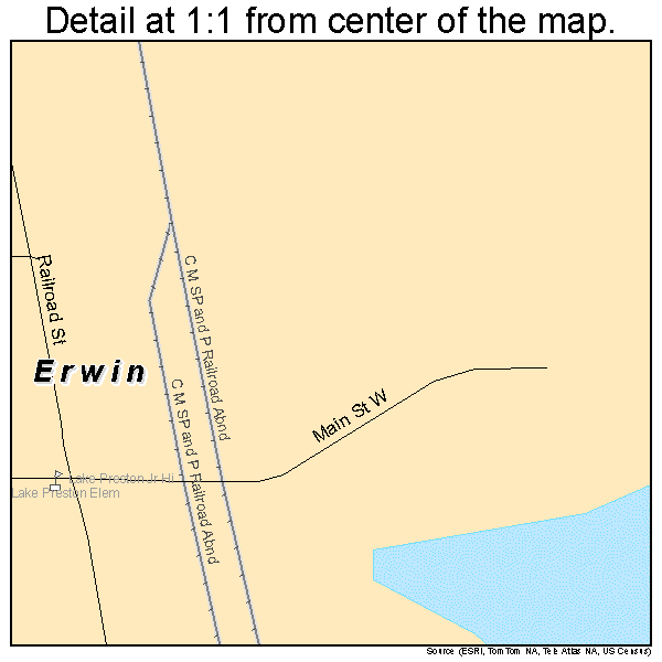 Erwin, South Dakota road map detail