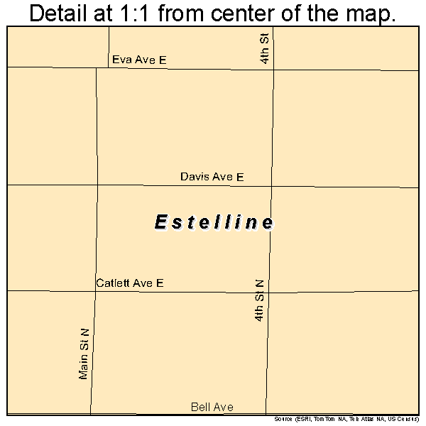 Estelline, South Dakota road map detail
