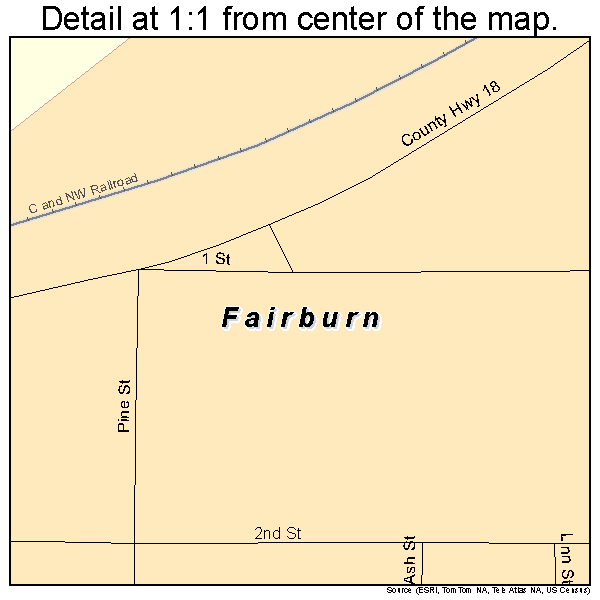 Fairburn, South Dakota road map detail