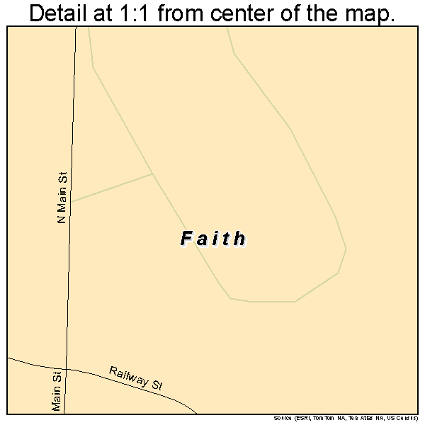 Faith, South Dakota road map detail
