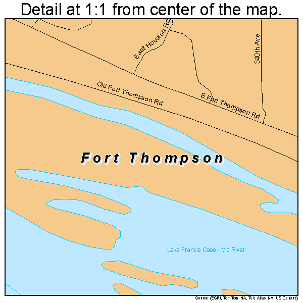 Fort Thompson, South Dakota road map detail
