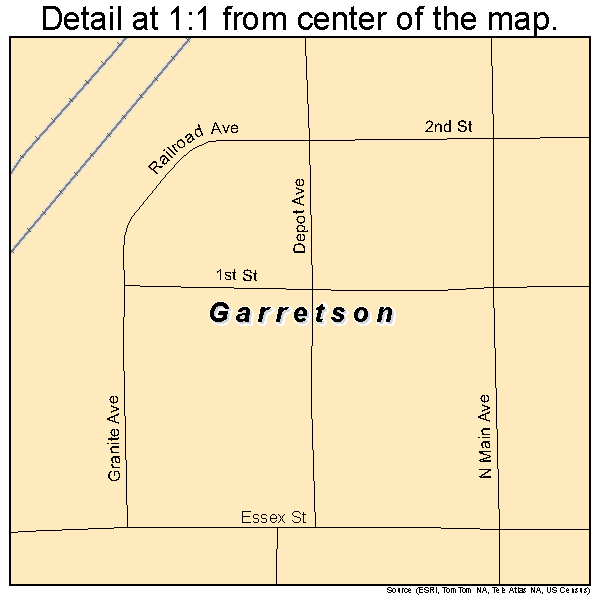 Garretson, South Dakota road map detail