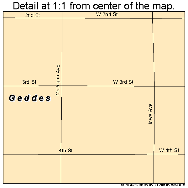 Geddes, South Dakota road map detail