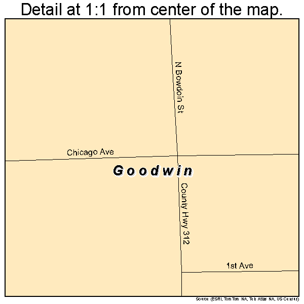 Goodwin, South Dakota road map detail