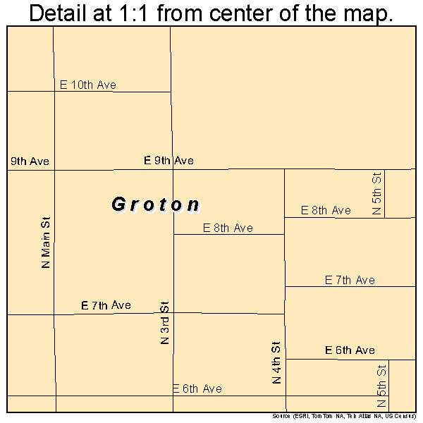 Groton, South Dakota road map detail