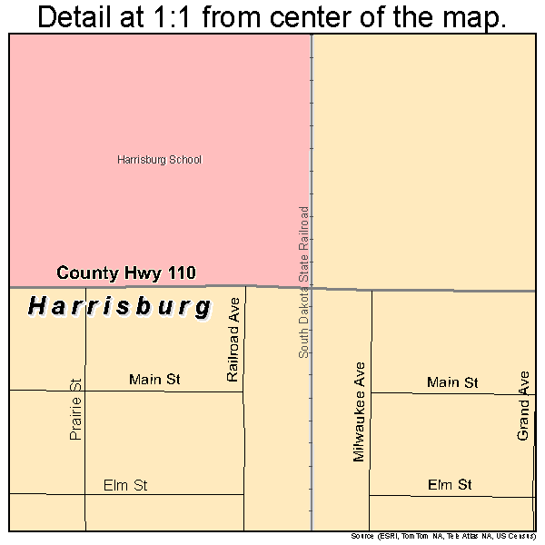Harrisburg, South Dakota road map detail