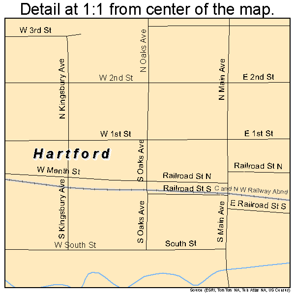 Hartford, South Dakota road map detail