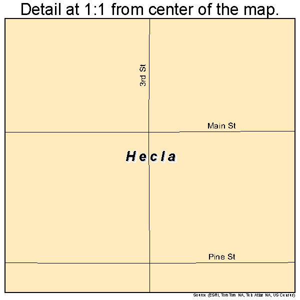 Hecla, South Dakota road map detail