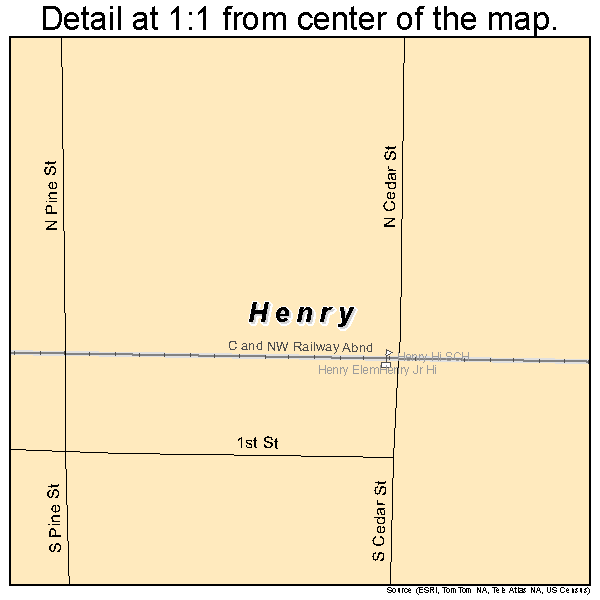 Henry, South Dakota road map detail