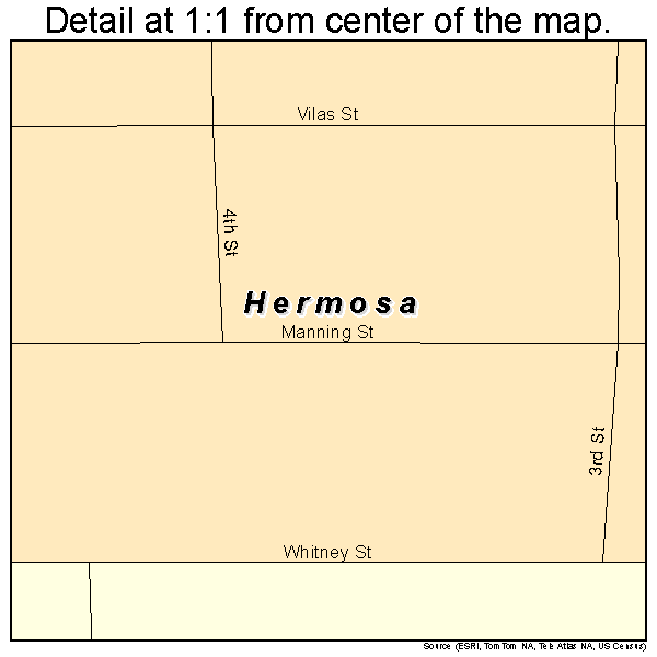 Hermosa, South Dakota road map detail