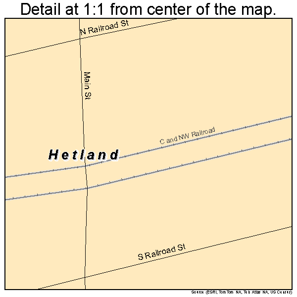 Hetland, South Dakota road map detail