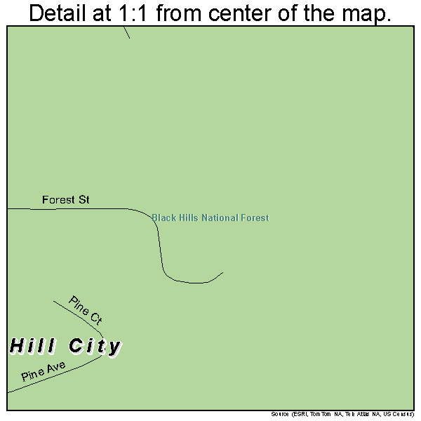 Hill City, South Dakota road map detail