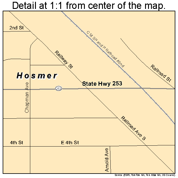 Hosmer, South Dakota road map detail