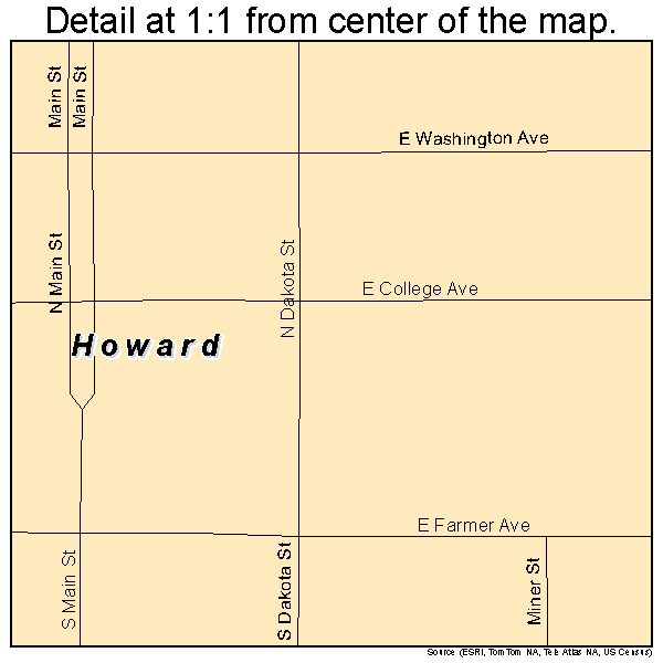 Howard, South Dakota road map detail