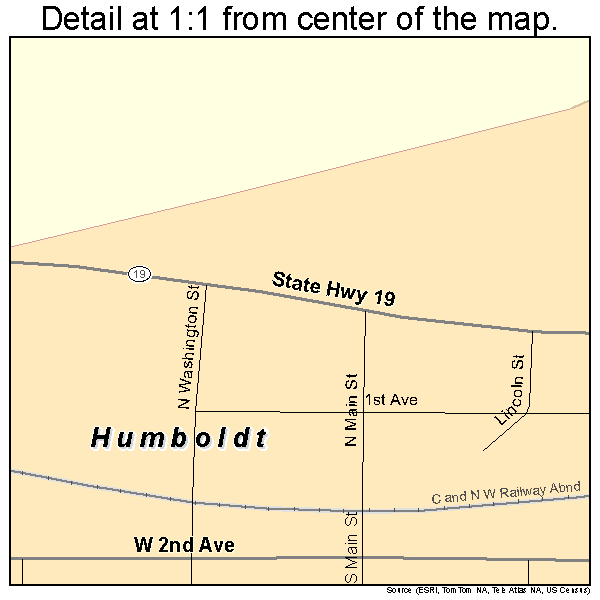 Humboldt, South Dakota road map detail