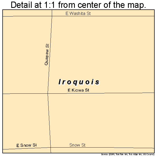 Iroquois, South Dakota road map detail