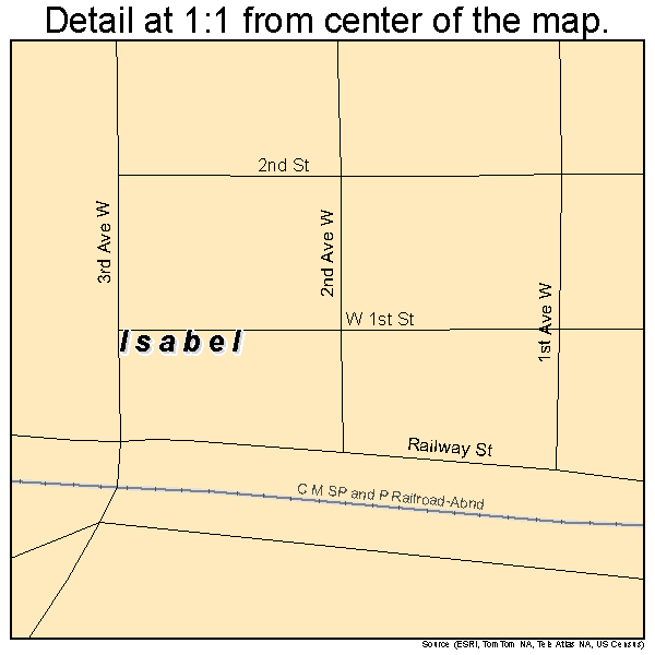 Isabel, South Dakota road map detail