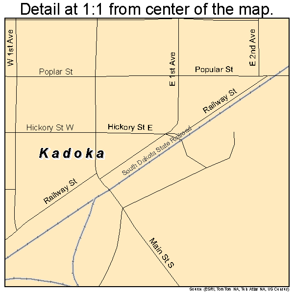 Kadoka, South Dakota road map detail