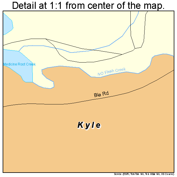 Kyle, South Dakota road map detail