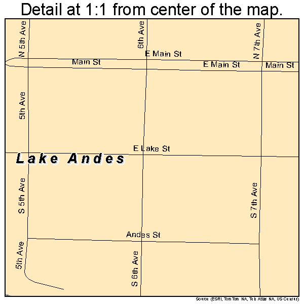 Lake Andes, South Dakota road map detail