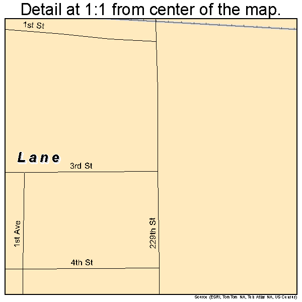 Lane, South Dakota road map detail