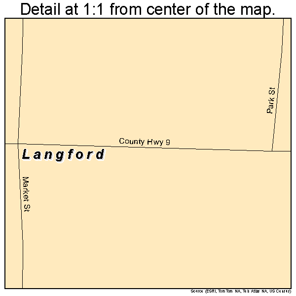 Langford, South Dakota road map detail