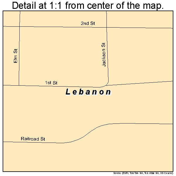 Lebanon, South Dakota road map detail