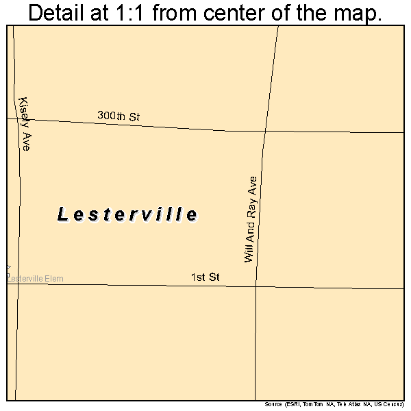 Lesterville, South Dakota road map detail