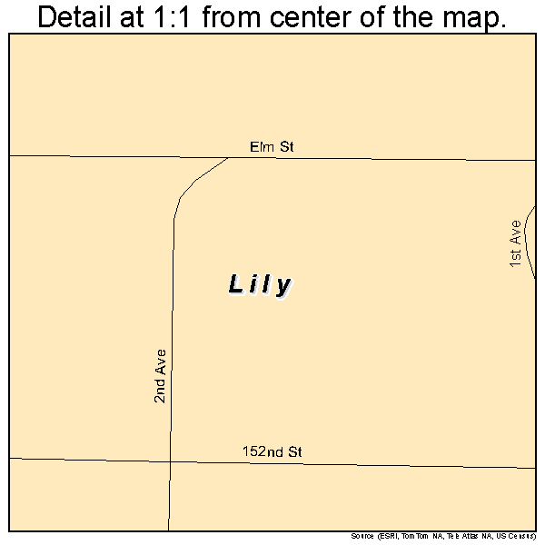 Lily, South Dakota road map detail
