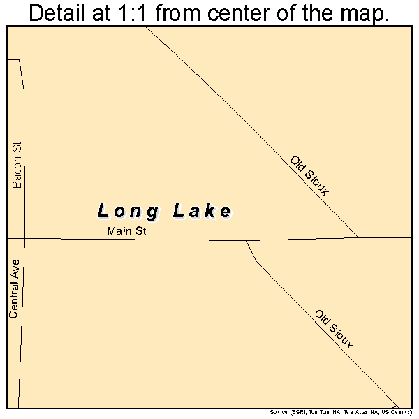 Long Lake, South Dakota road map detail