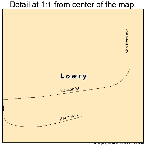 Lowry, South Dakota road map detail