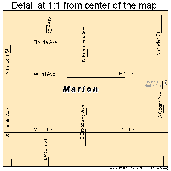 Marion, South Dakota road map detail