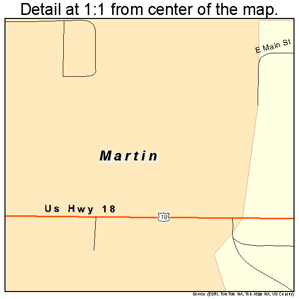 Martin, South Dakota road map detail