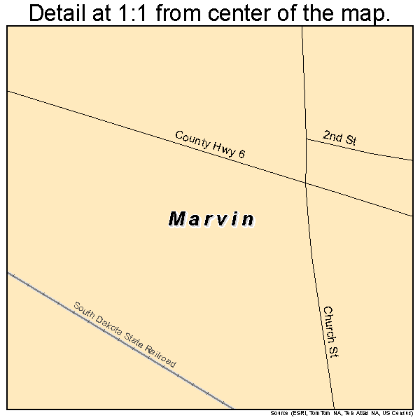 Marvin, South Dakota road map detail