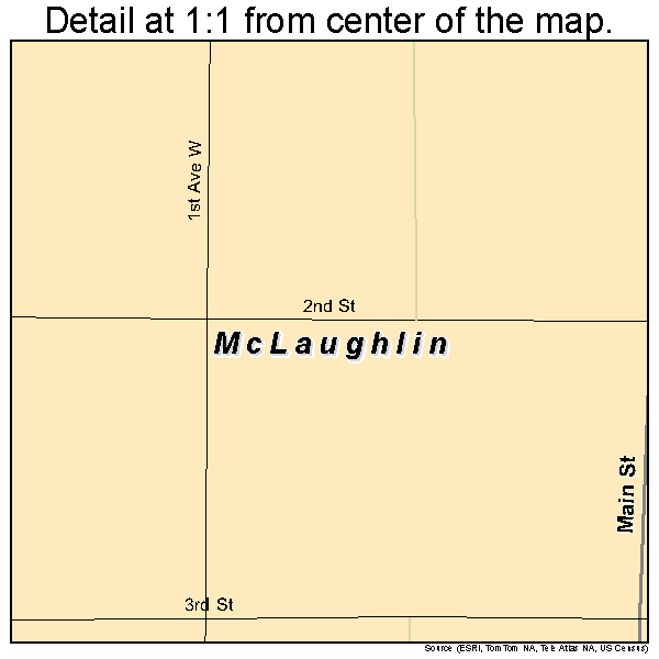 McLaughlin, South Dakota road map detail