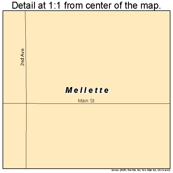 Mellette, South Dakota road map detail
