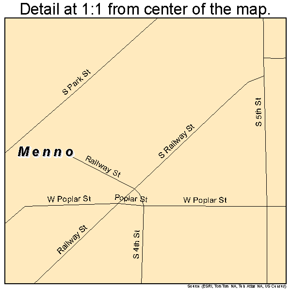 Menno, South Dakota road map detail