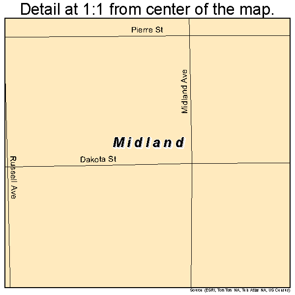 Midland, South Dakota road map detail