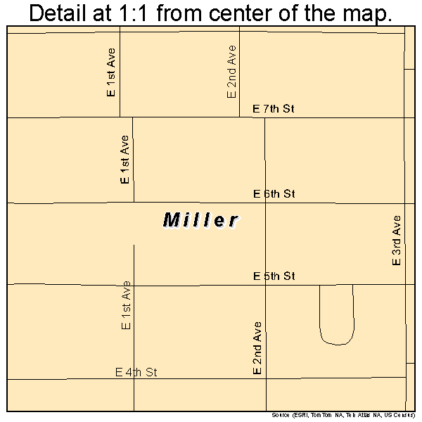 Miller, South Dakota road map detail